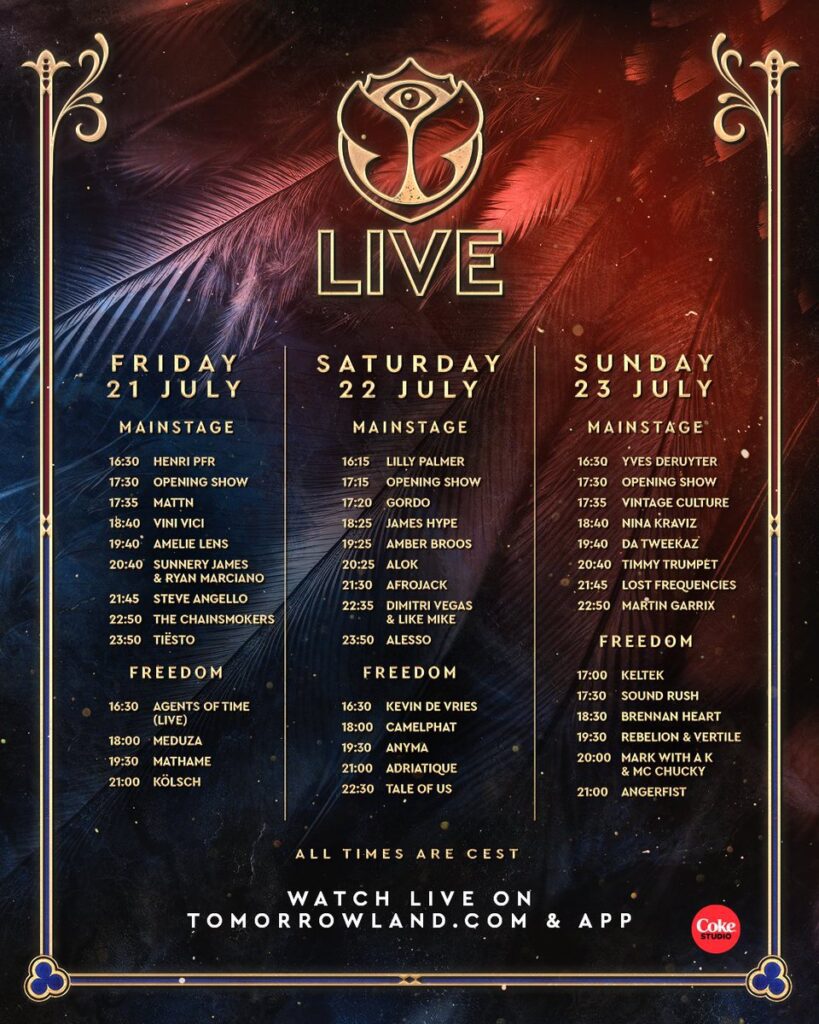 Tomorrowland live stream schedule of set times