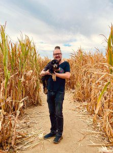 Jonathan Davis and his dog Dante.