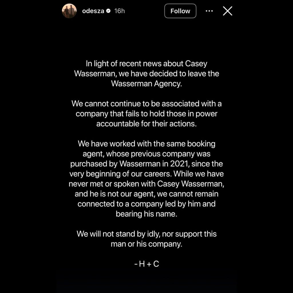 Odesza and John Summit lead EDM calls for Casey Wasserman to resign due to Epstein files